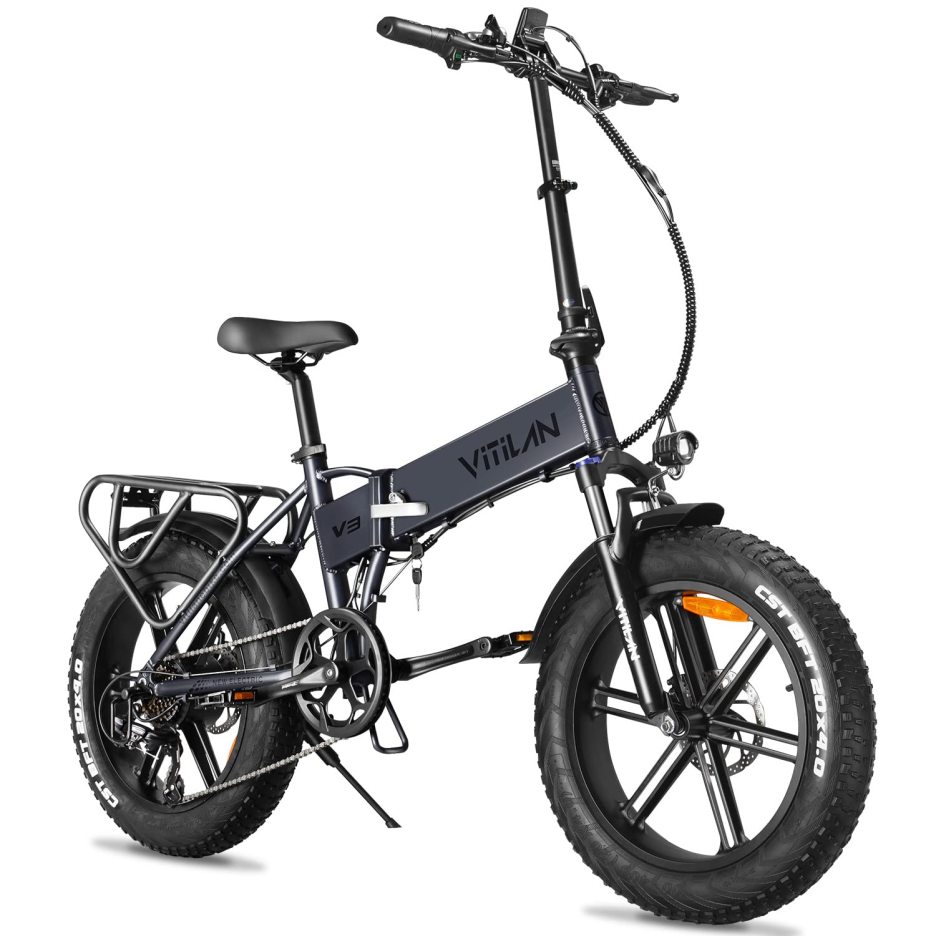 【Sports&Outdoors】750W Folding Electric Bike for Adults 20×4.0 All Terrain Fat Tires Mountain Beach Snow Electric Bicycles