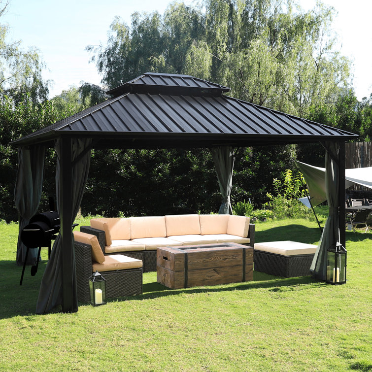 【Gazebo】Hardtop Double-Roofed Aluminum Patio Gazebo Multiple Sizes