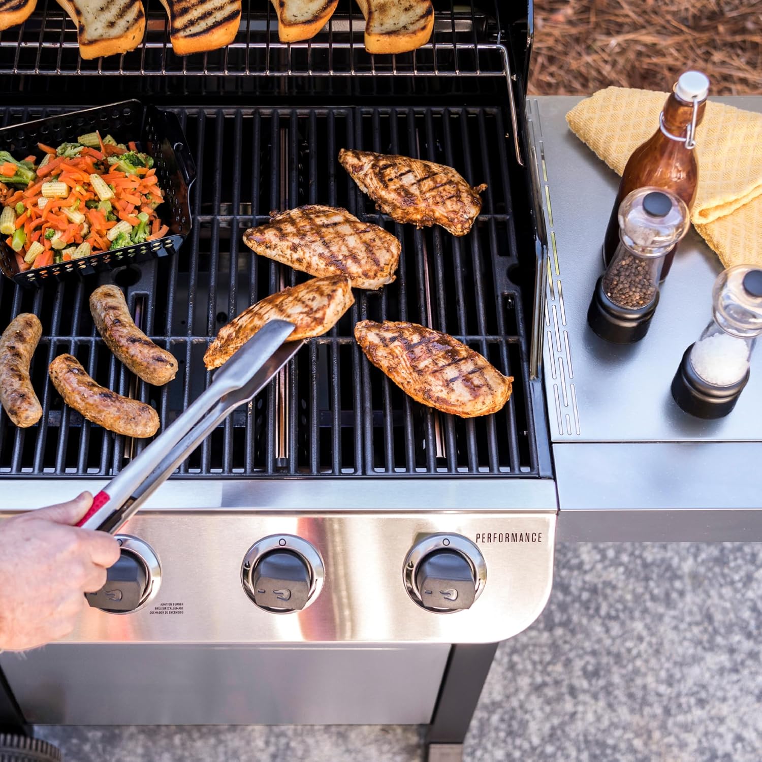 Char-Broil Performance Series Convective 4-Burner with Side Burner Cart Propane Gas Stainless Steel Grill - 463377319.<NO8>
