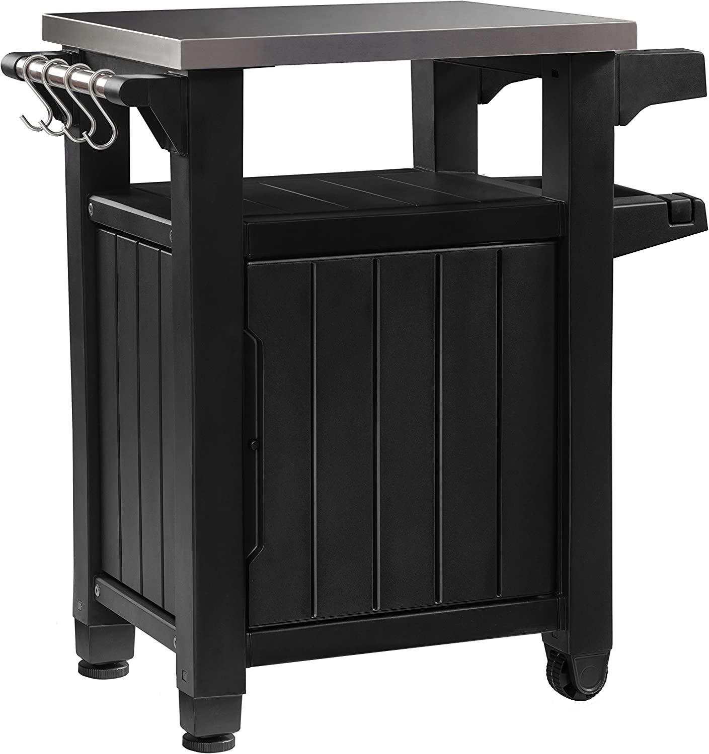 【Home & Garden】Outdoor Portable Entertainment Kitchen Storage and Food Station, Graphite, 70 x 54 x 90 cm