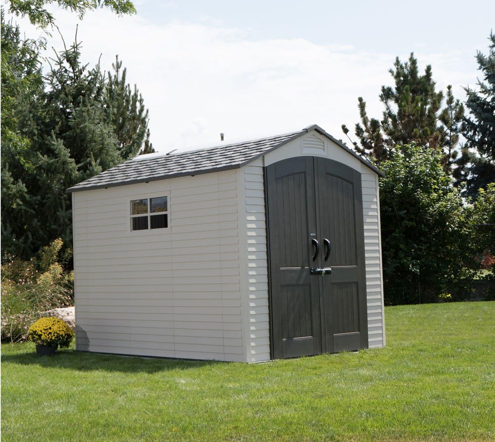 Keter Manor Outdoor Plastic Storage Shed, Grey, 7 x 9.5 ft., Easy to Install, Rainproof With Base