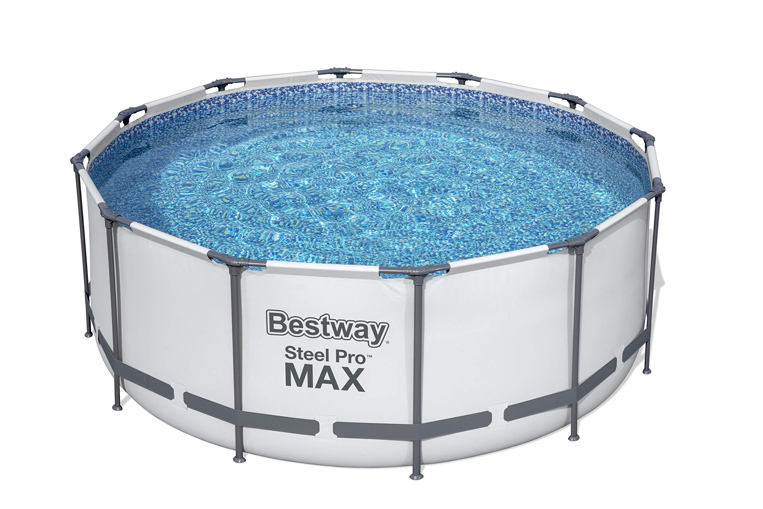 【Sports&Outdoors】【BS】Steel Pro Max Round Frame Swimming Pool with Filter Pump, Grey, 12 ft