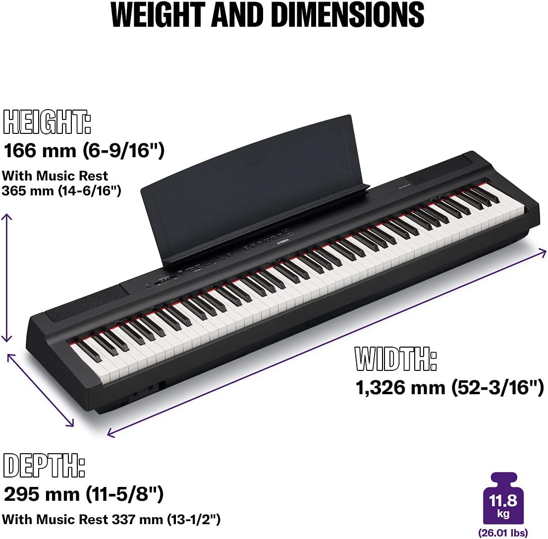 Yamaha P-125 Portable Digital Piano - Slim, Dynamic and Powerful, for Hobbyists and Beginners