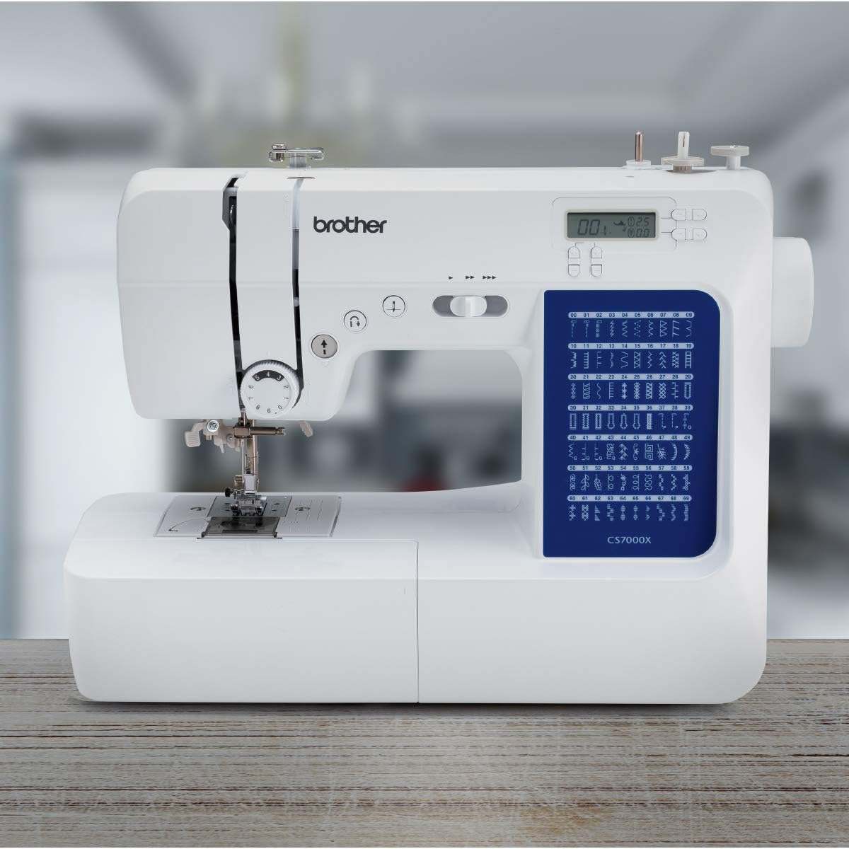 Brother CS7000X Computerized Sewing and Quilting Machine, 70 Built-in Stitches, LCD Display, Wide Table, 10 Included Feet, Metal, White