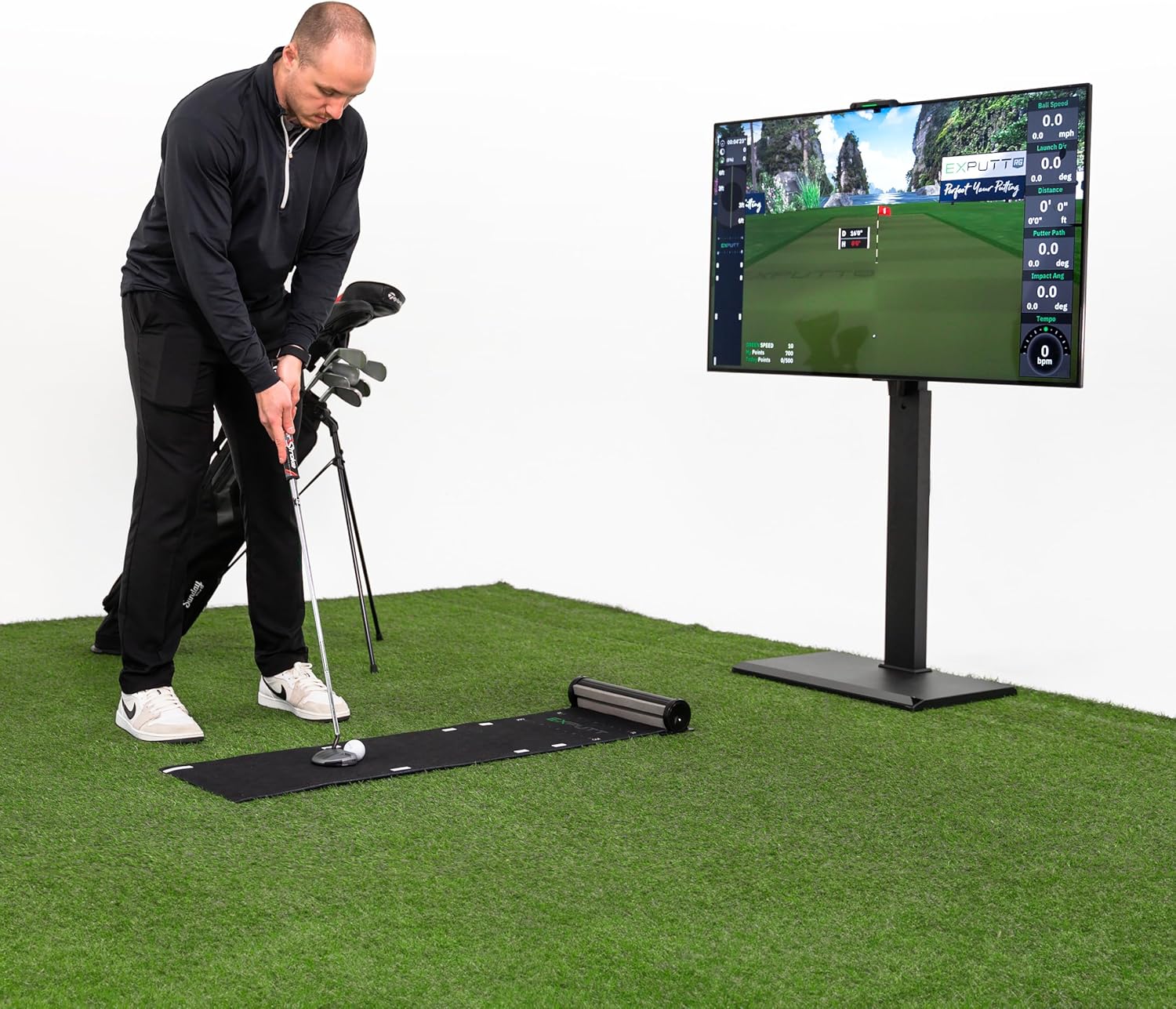 ExPutt EX500D Pro Golf Putting Simulator, Home Golf Simulator, Perfect Your Putting Swing Anytime, Anywhere. Black《NO8》
