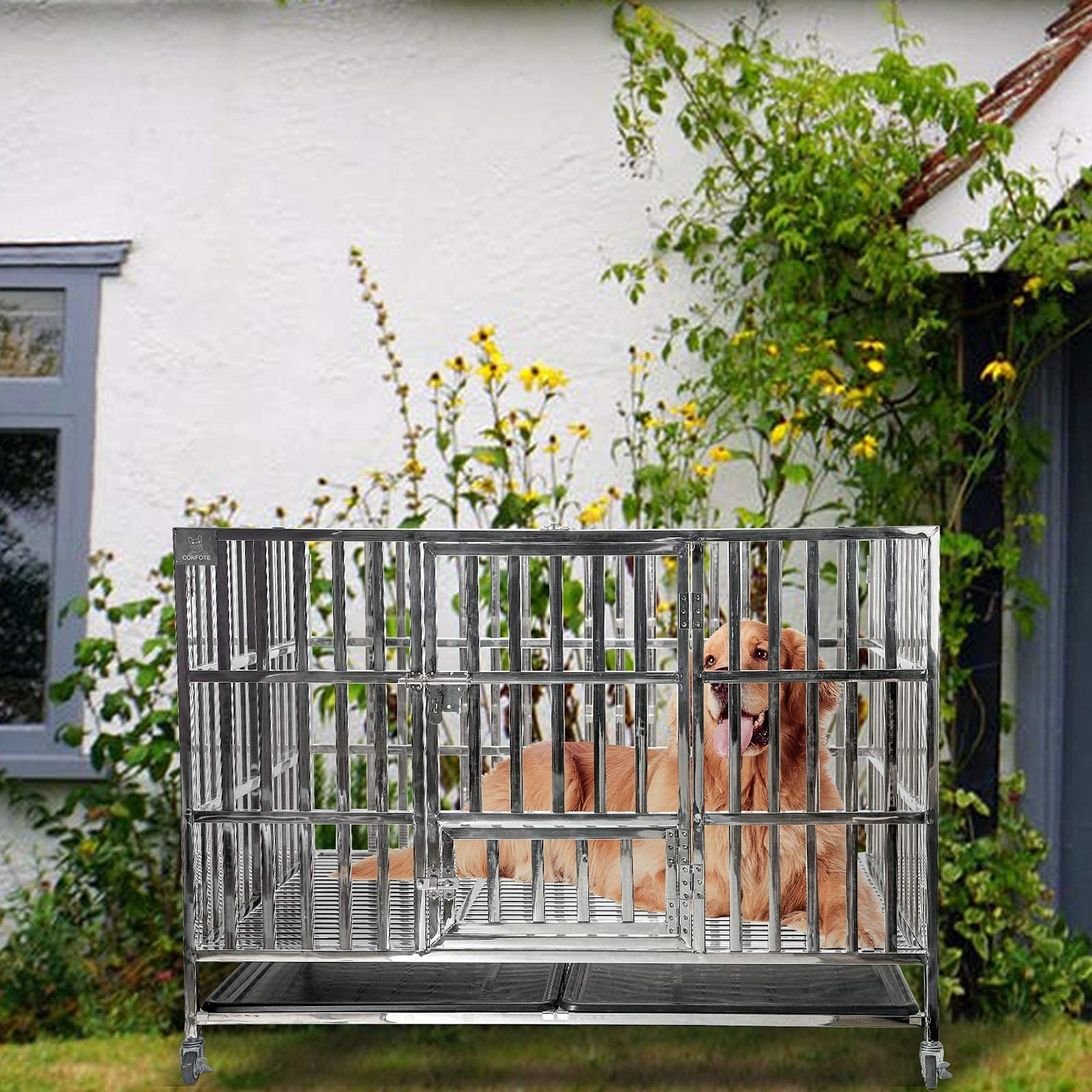 【Home&Garden】48 Heavy Duty Stainless Steel Dog Cage & Playpen for Training Large Dog Indoor Outdoor