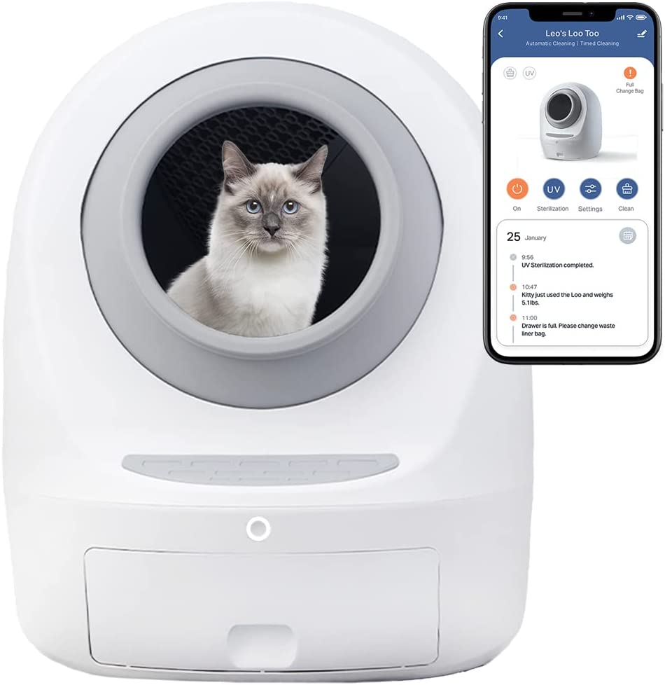 【Pet】Automatic Self-Cleaning Cat Litter Box Includes Charcoal Filter, Built-in Scale, Smart Home App with Voice Control