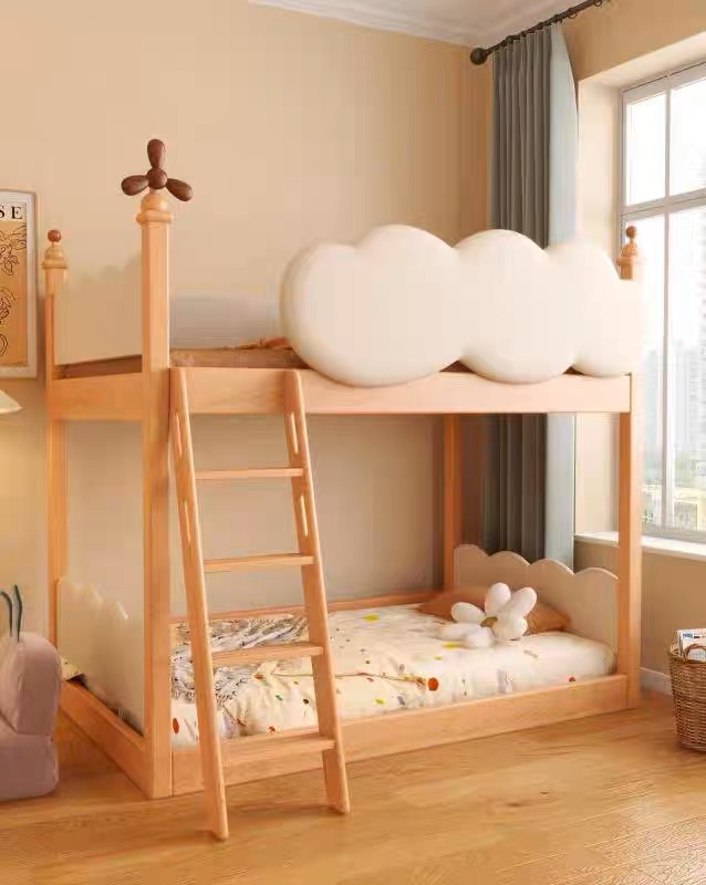 Bunk Beds Solid Wood Children's Castle Gong Tree House with Slide