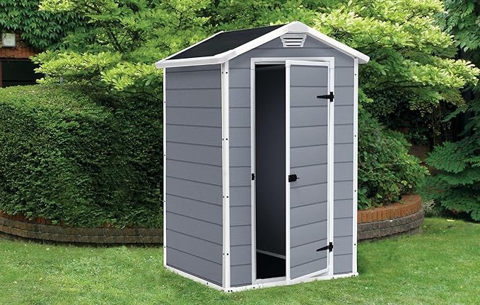 Keter Manor Outdoor Garden Storage Shed, Grey, 4 x 3 ft
