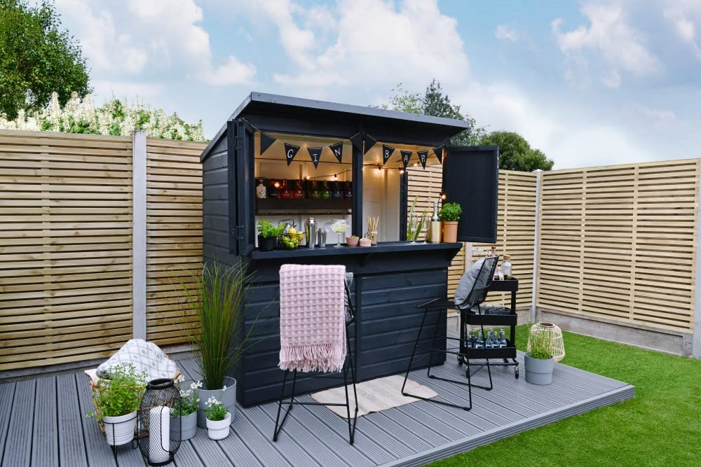 【Home&Garden】【BS】Outdoor Garden Bar, 6' x 3' Forest Wooden Shiplap Pent Garden Bar