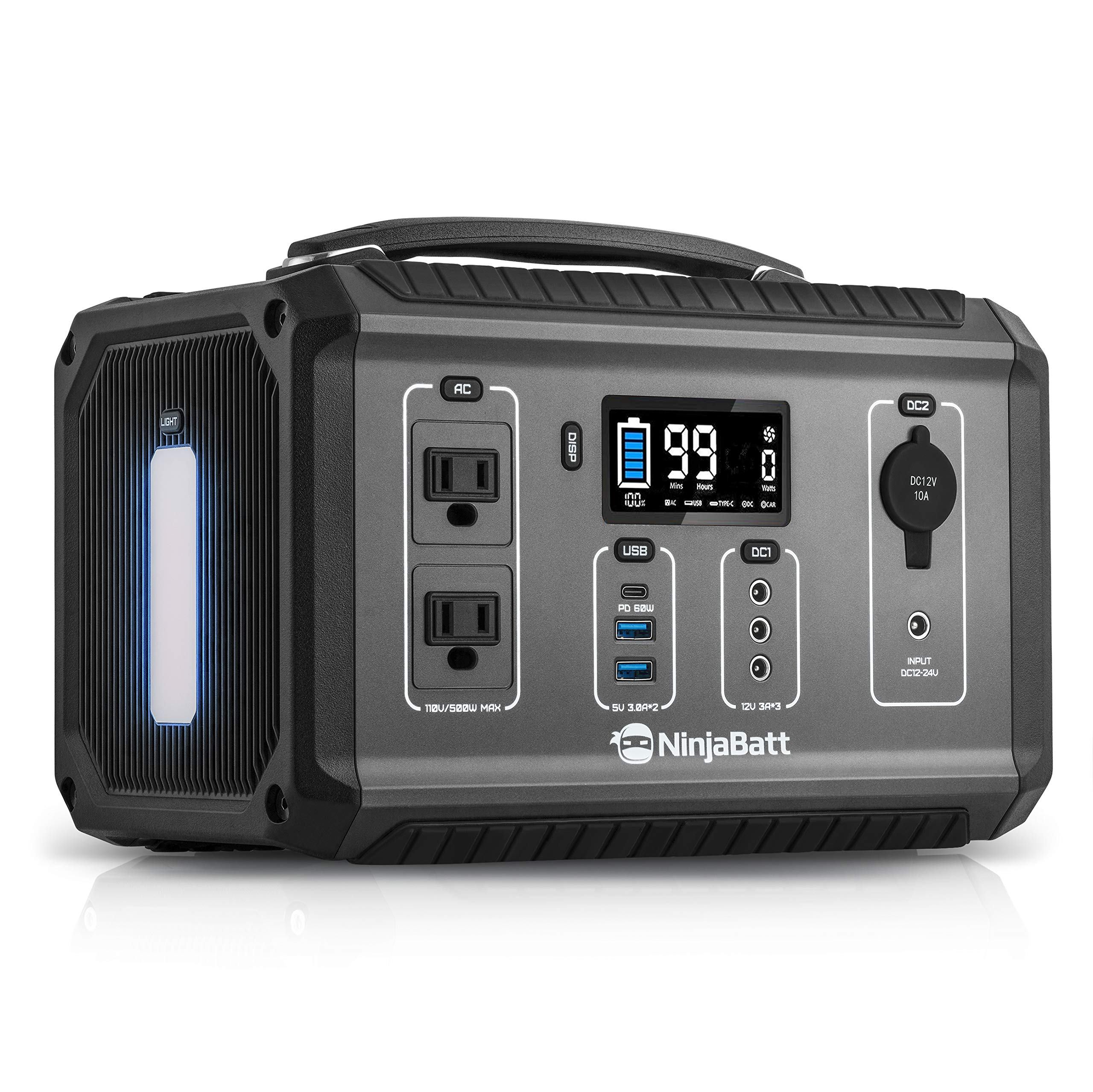 【Appliances】500W Portable Power Station, 560Wh Battery Solar Generator with Pure Sine Wave AC Outlet