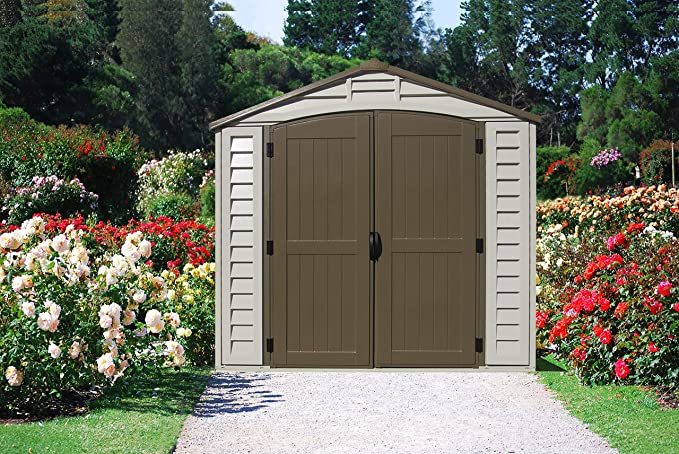8 x 8 Plastic Garden Storage Shed Adobe & Brown Fire Retardant & All-Weather