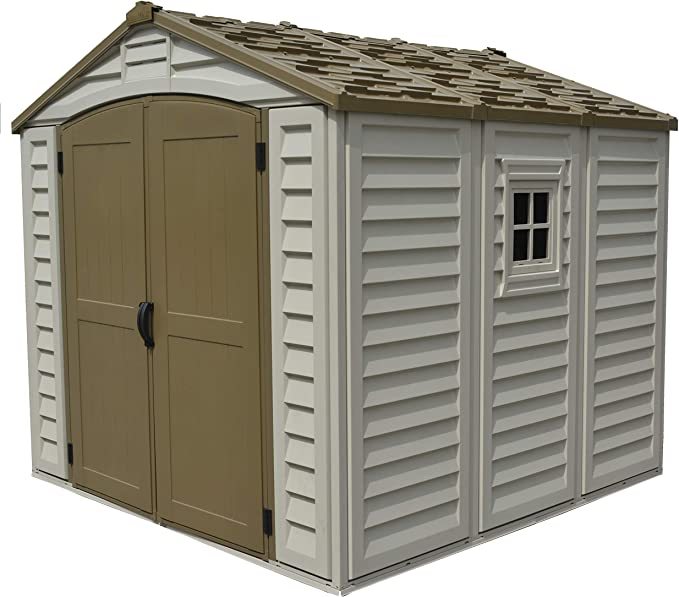 8 x 8 Plastic Garden Storage Shed Adobe & Brown Fire Retardant & All-Weather