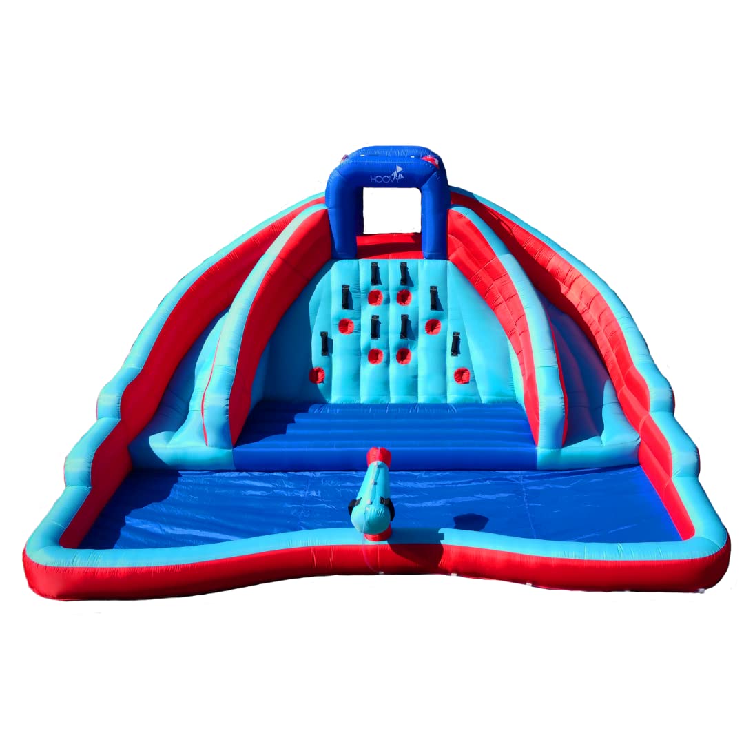 【Baby&Kids】Double Water Slide with Climbing Wall 6.5x13x11 FT Inflatable Double Water Slide