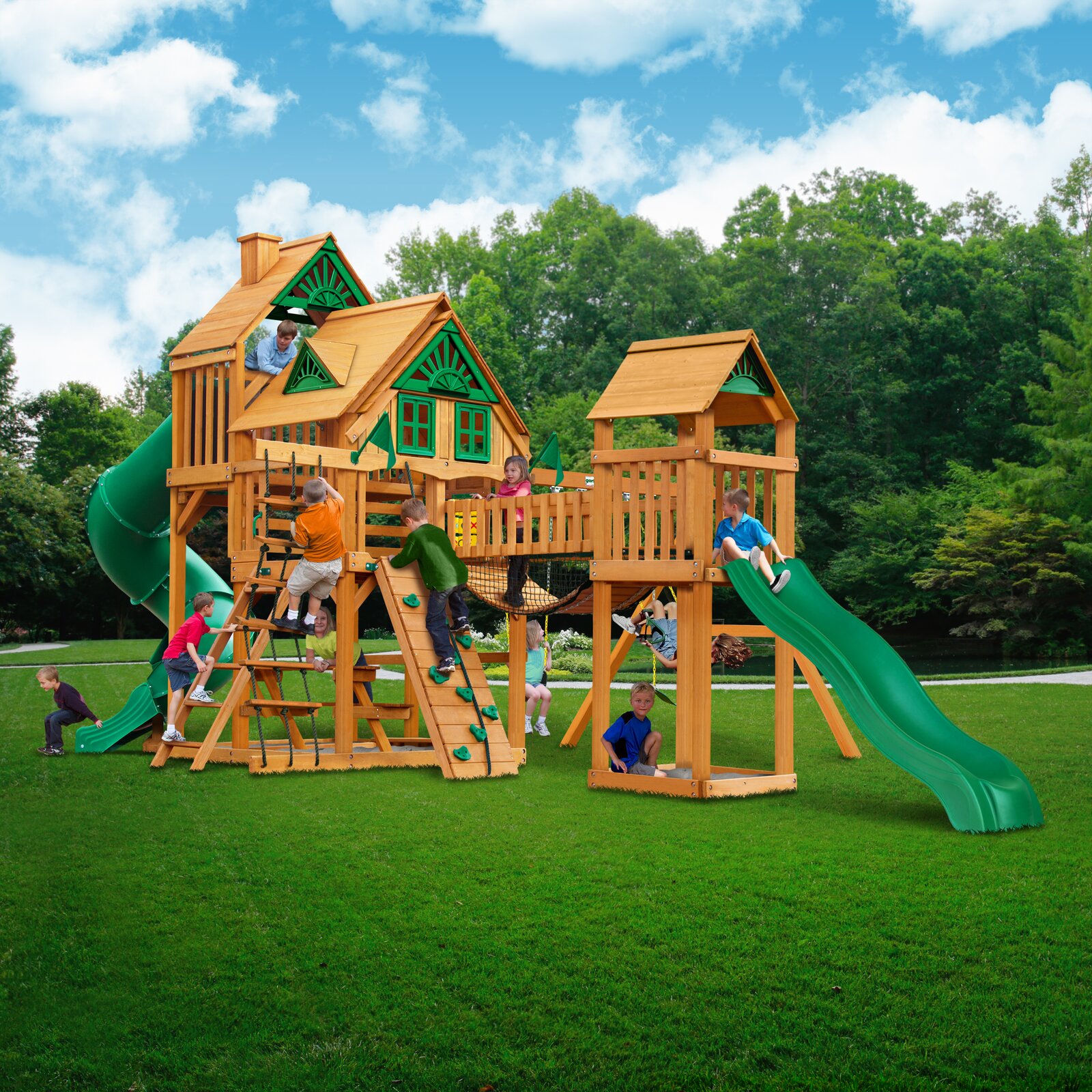 【Baby&Kids】Treasure Trove I Swing Set with Wood Roof
