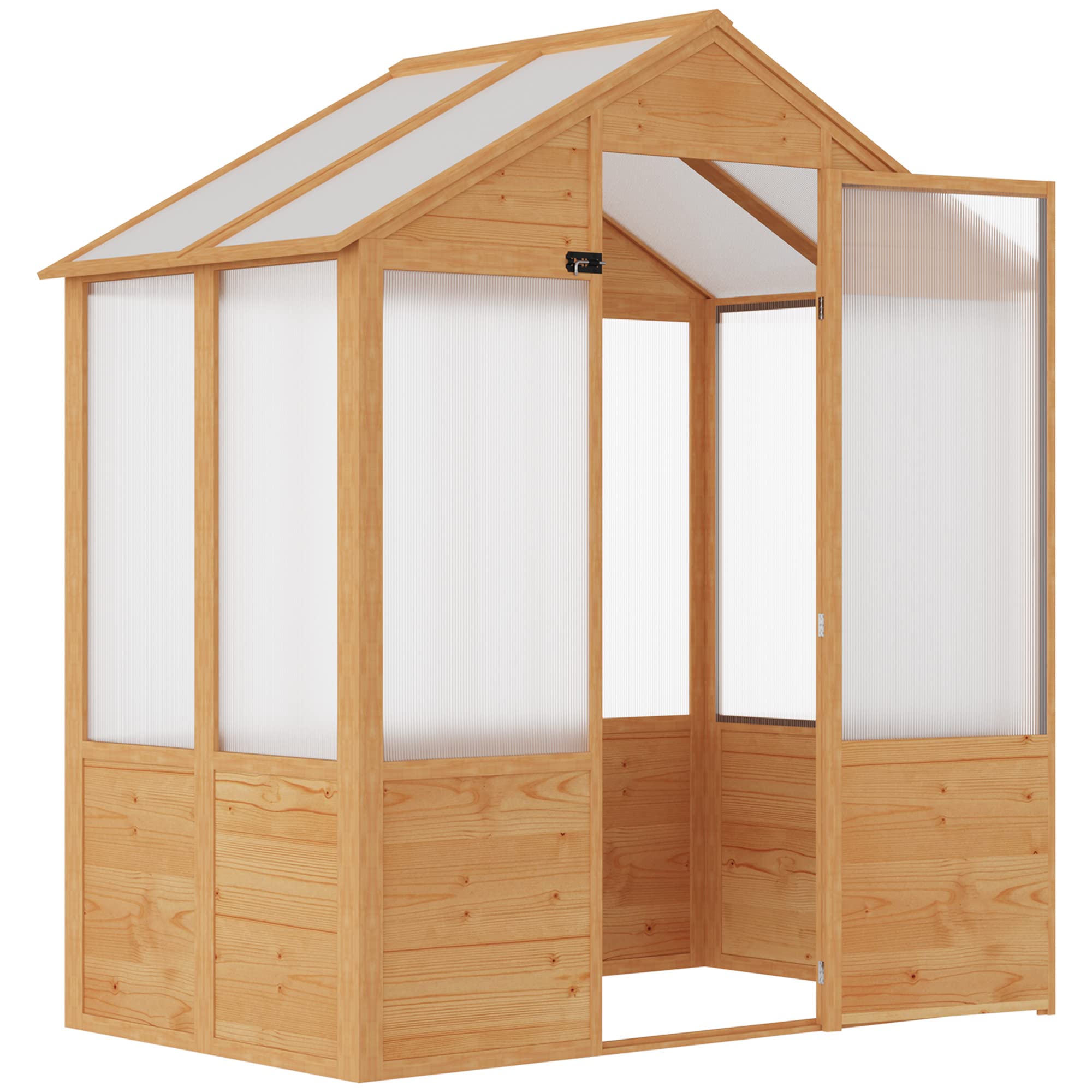 【Home&Garden】6' x 4' x 7' Polycarbonate Greenhouse, Walk-in Hot House Kit, Hobby Greenhouse with Lockable Door