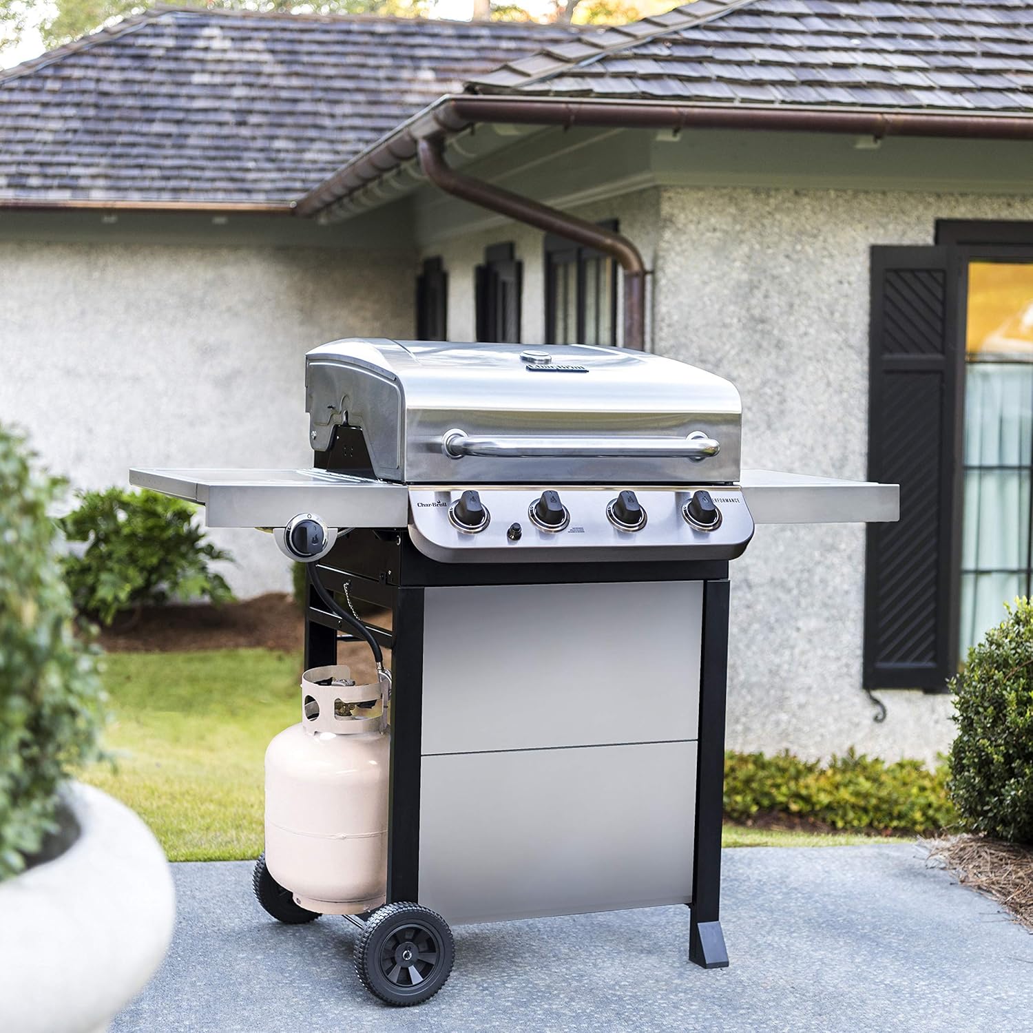 Char-Broil Performance Series Convective 4-Burner with Side Burner Cart Propane Gas Stainless Steel Grill - 463377319.<NO8>