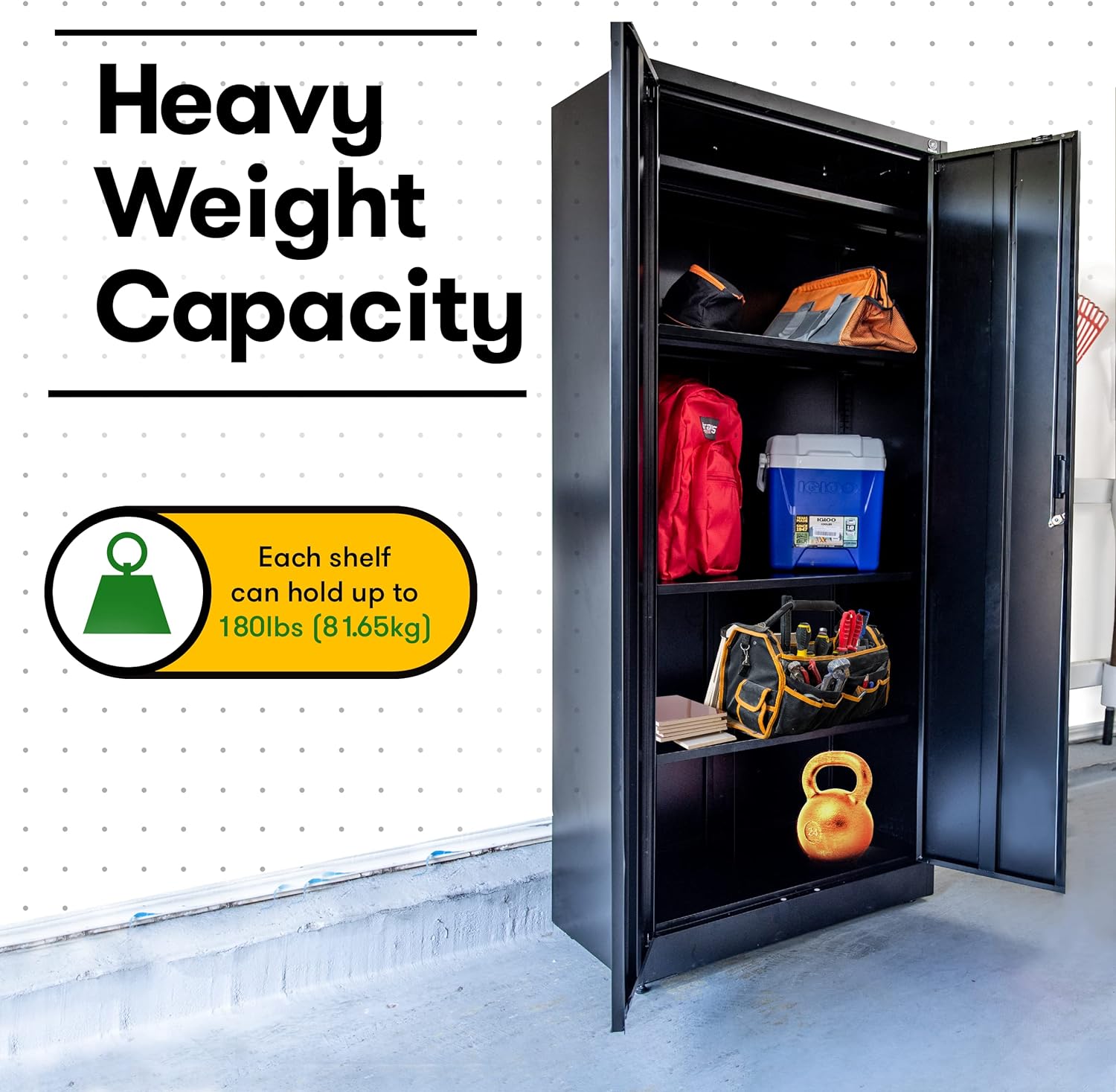 Fedmax Storage Cabine 71 Inch, Steel Utility Cupboard with Locks & Adjustable Shelves for Garage, Office, Classroom and Kitchen - Gray《NO8》