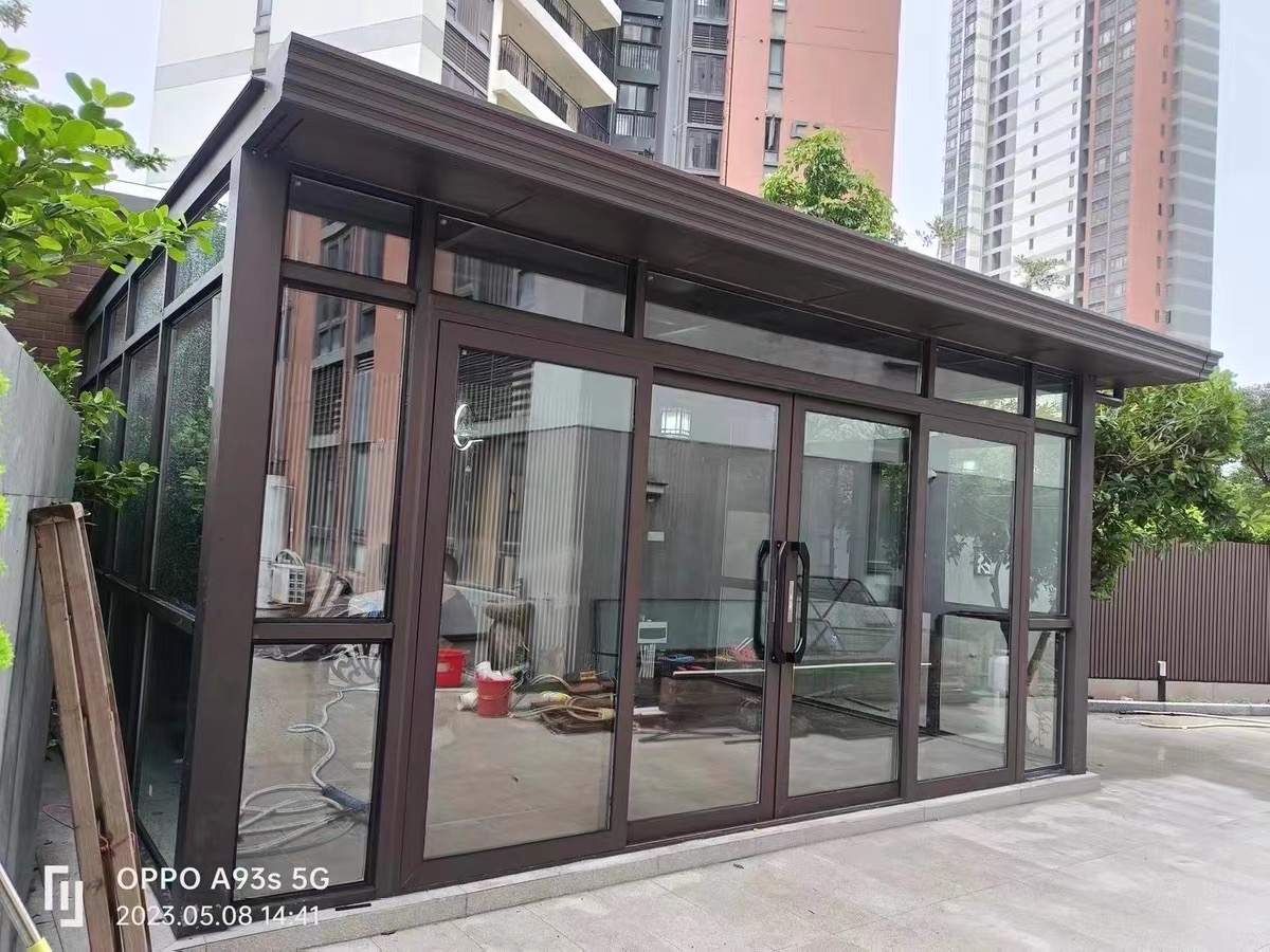 Sunroom custom seal dew balcony villa aluminium alloy toughened glass Chinese mute heat insulation outdoor garden canopy