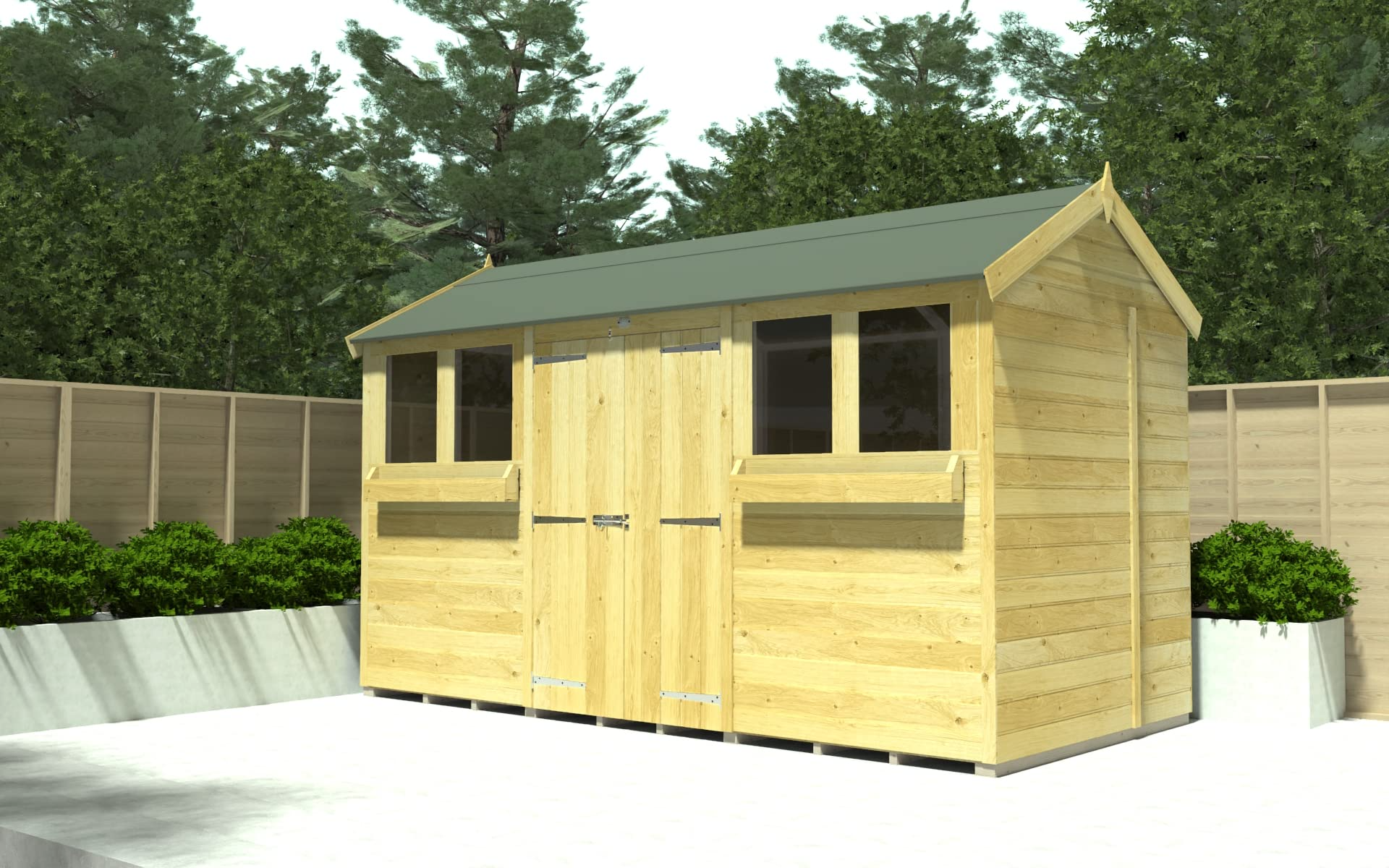【Home&Garden】12x6 Apex Summer Shed Double Doors Garden Building