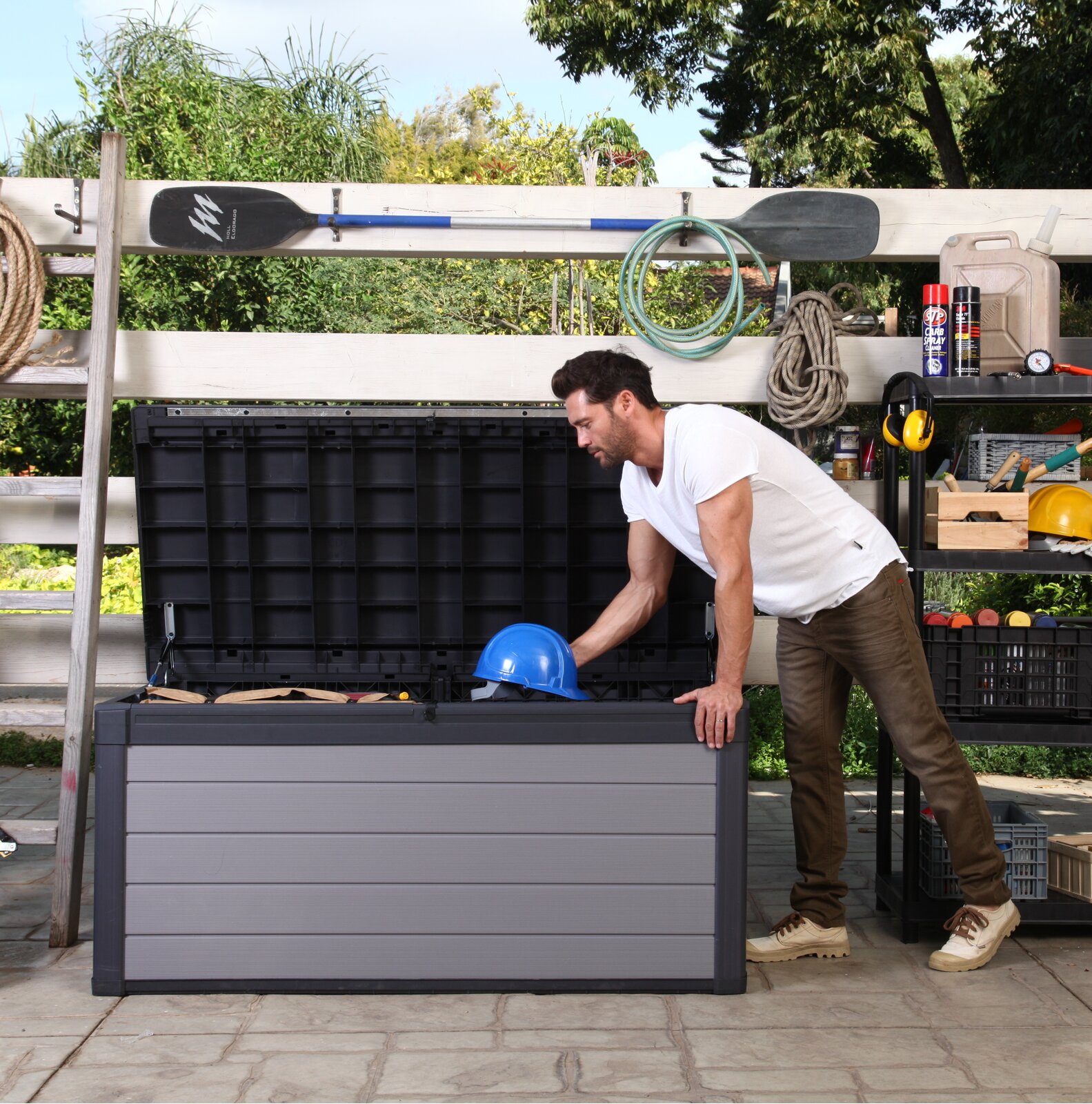 【Storage Shed】Winston Porter Arrion 150 Gallons Gallon Water Resistant Resin Lockable Deck Box in Dark Grey