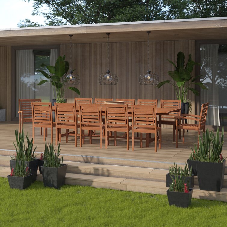 【Home&Garden】Rafael Rectangular 12 - Person Outdoor Dining Set