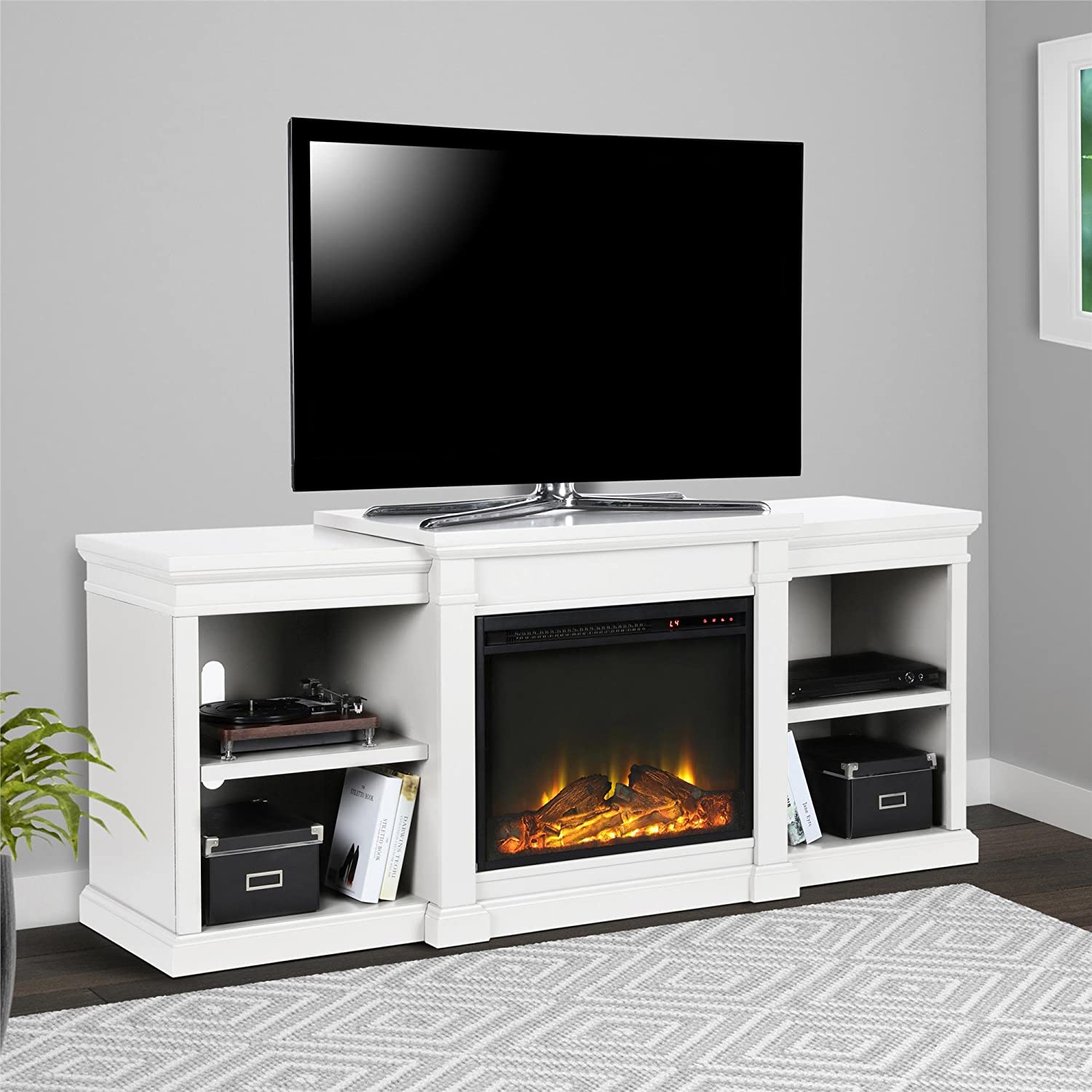 Ameriwood Home Manchester Electric Fireplace TV Stand for TVs up to 70