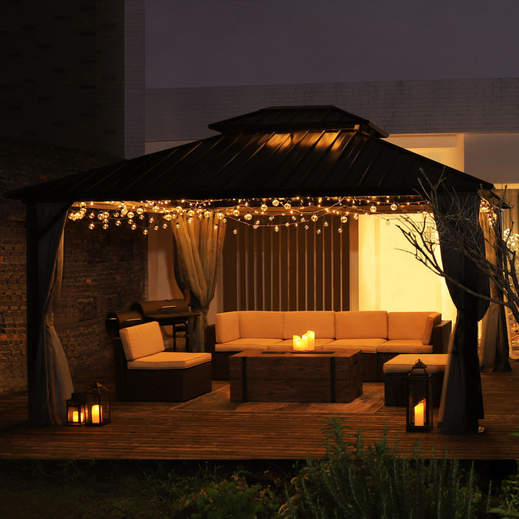 【Gazebo】Hardtop Double-Roofed Aluminum Patio Gazebo Multiple Sizes