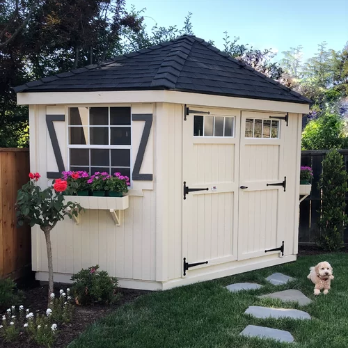 【Storage ShedColonial 10 ft. W x 10 ft. D Wooden Storage Shed.