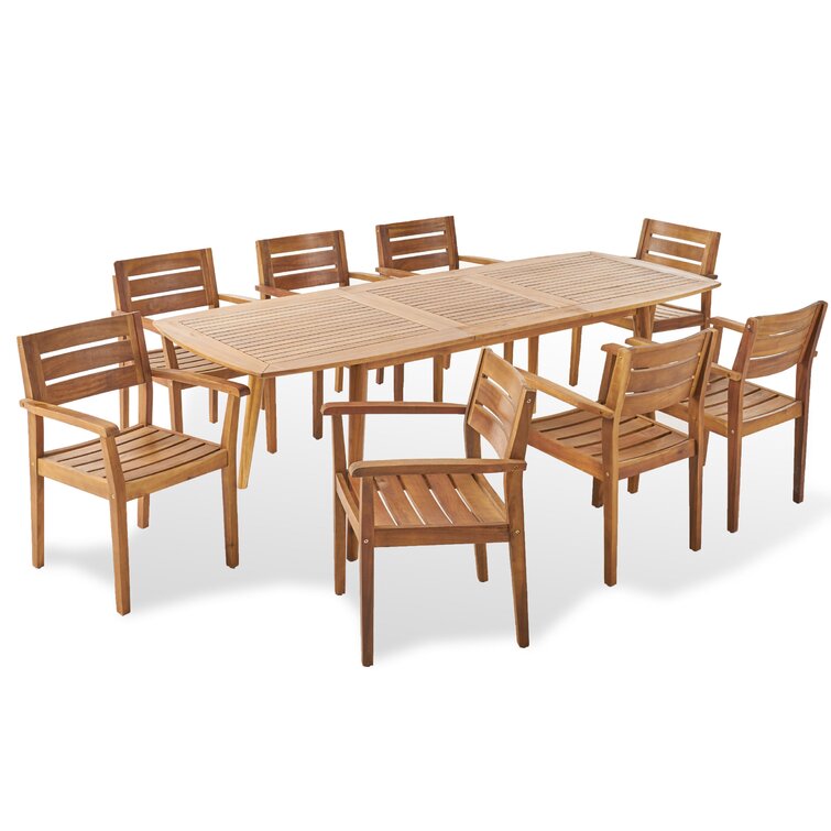 【Home&Garden】Maldonado Rectangular 8 - Person Outdoor Dining Set
