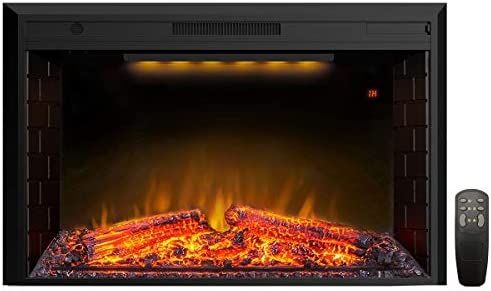 Valuxhome Electric Fireplace, 33 Inches Fireplace Insert with Overheating Protection, Fire Crackling Sound, Remote Control, 750/1500W, Black