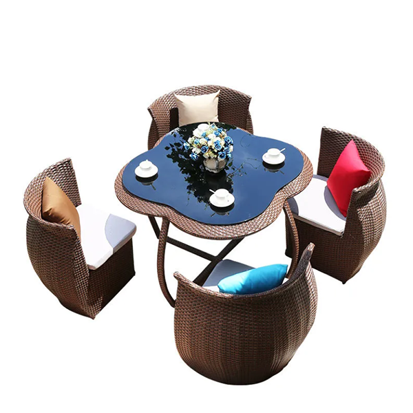 【Home&Garden】Outdoor rattan chair storage table and chair five-piece set