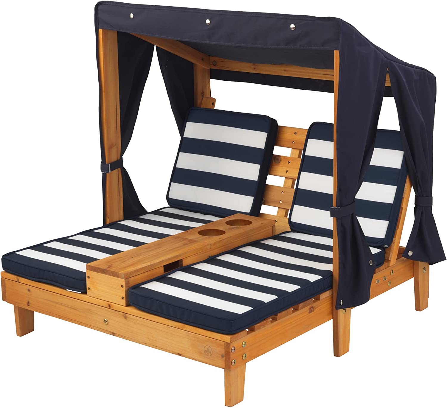 【Furniture】KidKraft 534 Double chaise longue avec porte-gobelets - Expresso et écru - en bois , Meuble de jardin pour enfant, 3-6 Ans