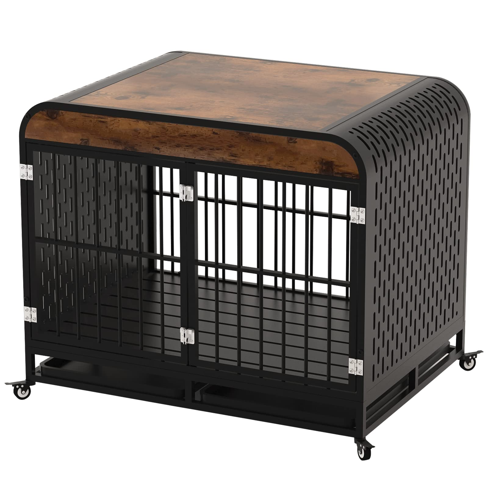 【Home&Garden】Heavy Duty Indestructible Dog Crate with Sturdy Door Lock, Large Strong Metal Dog Kennel Playpen