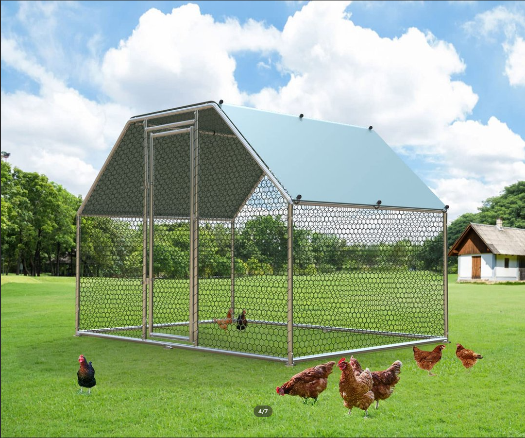 【Home&Garden】Large Metal Chicken Coop Run Walk-in Poultry Cage Chicken Runs