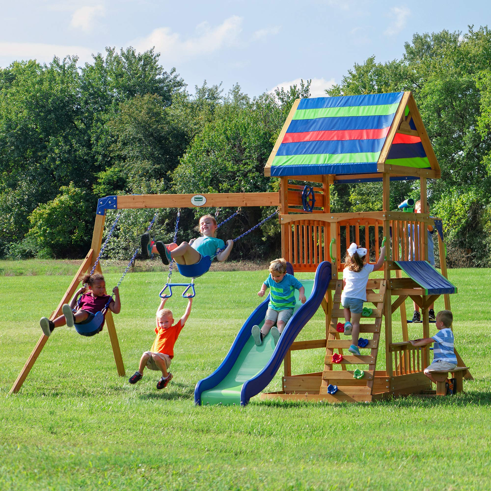 【Sports&Outdoors】【BS】Beach Front All Cedar Wooden Swing Set