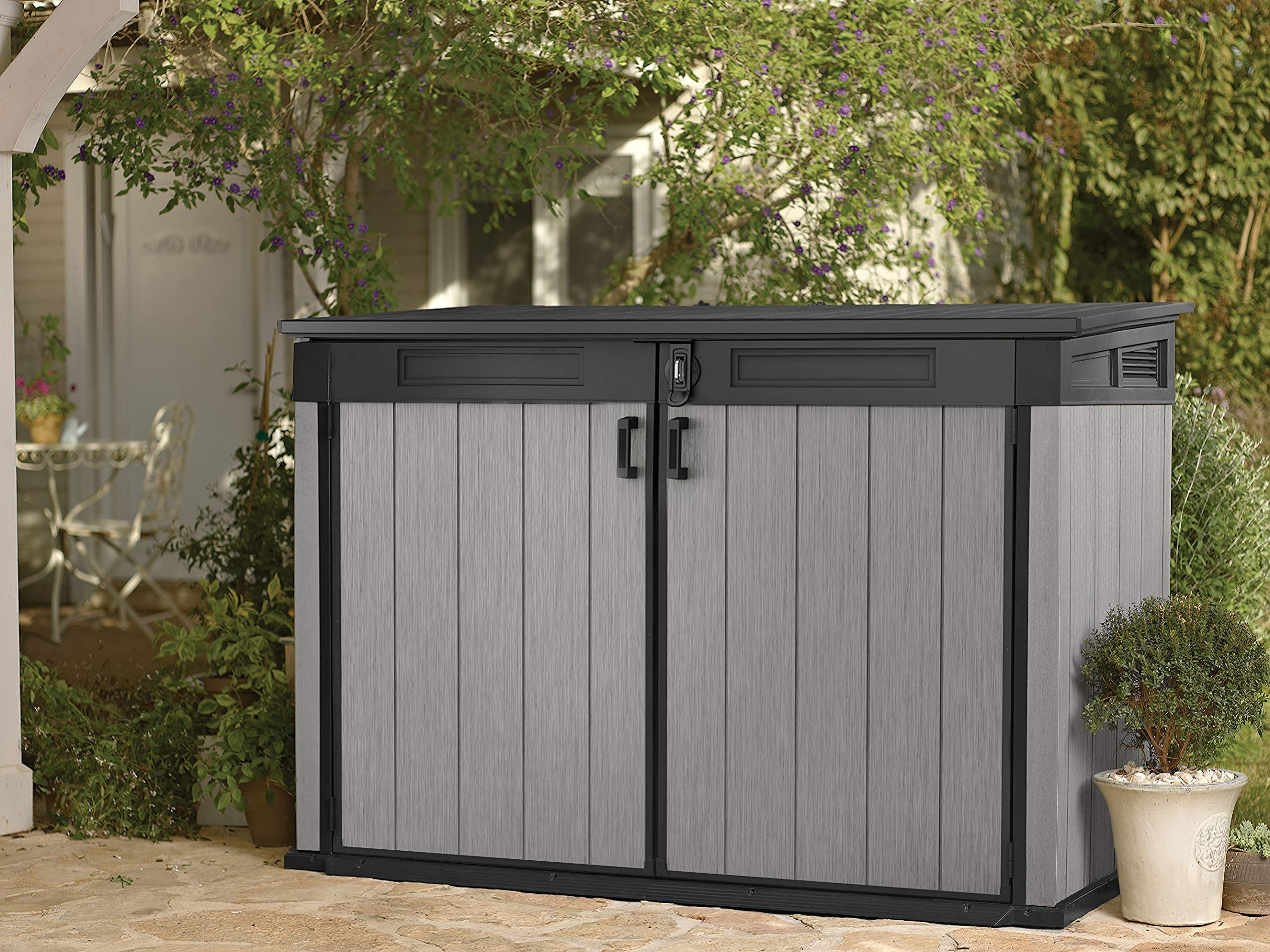 【Storage Shed】【BS】Keter Store It Out Grande Outdoor Plastic Garden Storage Shed, Grey and Black, 190 x 109 x 132 cm