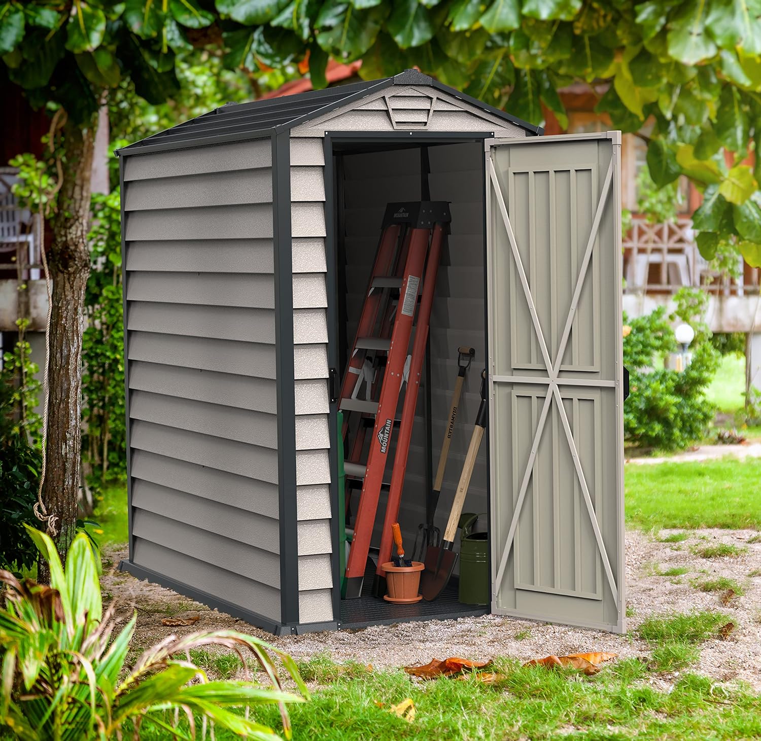 【Storage Shed】Duramax EverMore 4 x 6 ft. Plastic Garden Shed Waterproof and Corrosion Resistant《NO8》