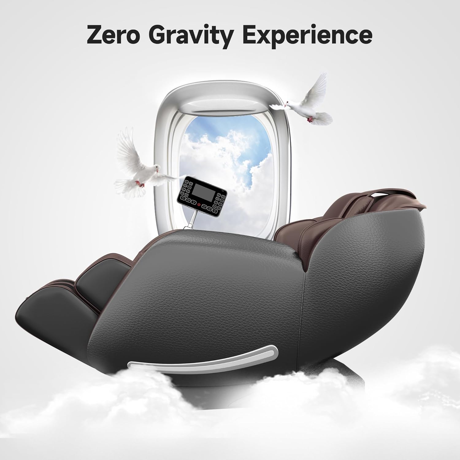 Real Relax Massage Chair Favor-06, Full Body Zero Gravity SL-Track Shiatsu Massage Recliner Chair with APP Control, Brown<NO8>