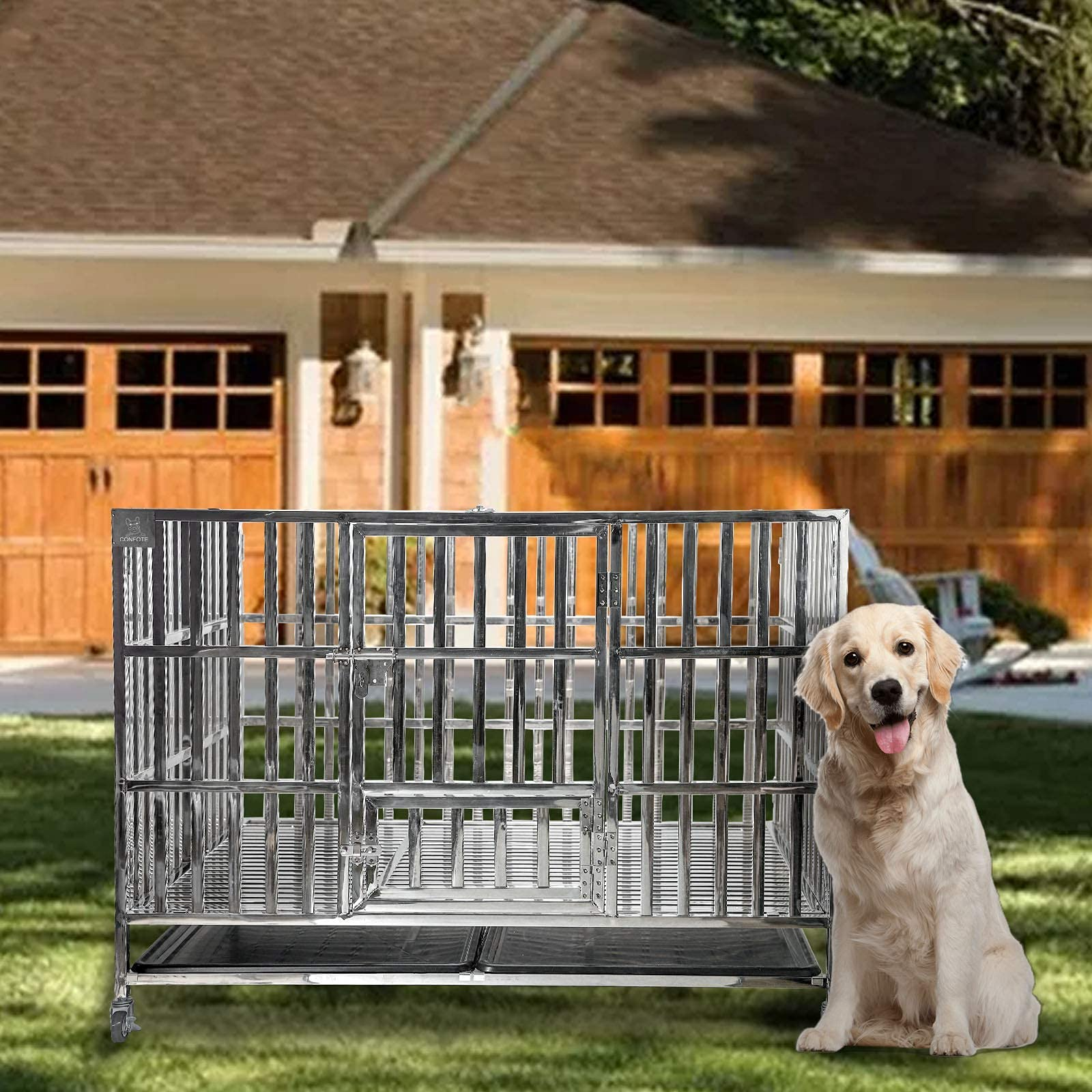 【Home&Garden】48 Heavy Duty Stainless Steel Dog Cage & Playpen for Training Large Dog Indoor Outdoor