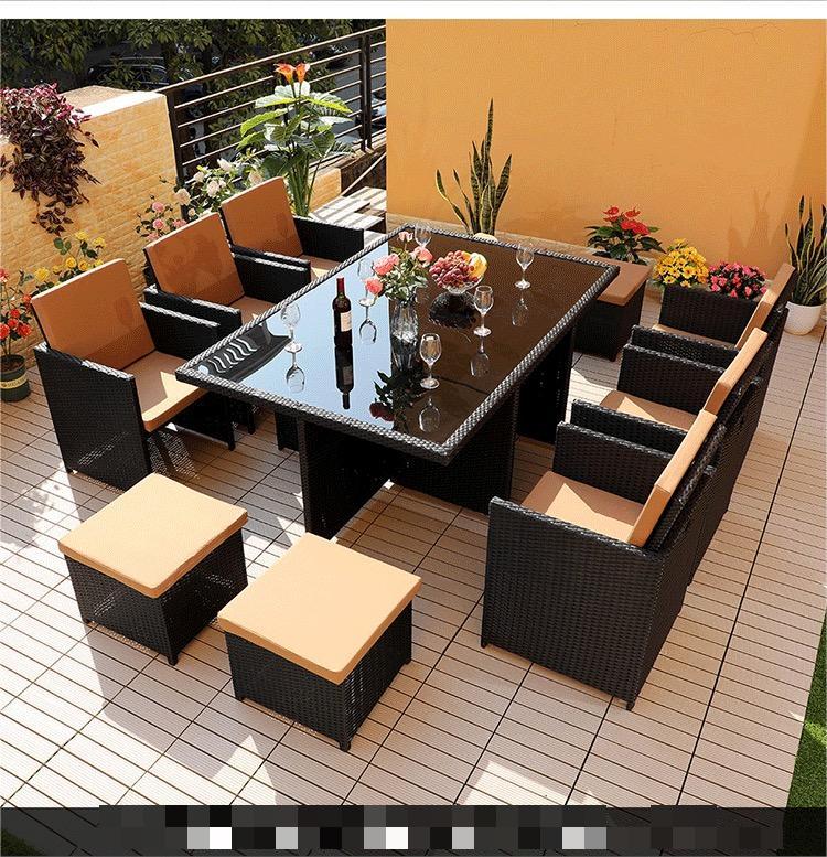 Outsunny Outdoor 11-teiliges Rattan Gartenmöbel Terrassentisch-Set genannt