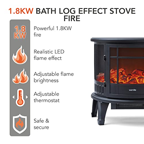 【Home Improvement】Warmlite WL46017 Bath Log Effect Fire with Adjustable Temperature and Flame Controls, 1800W, Black